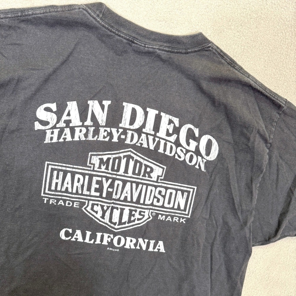 Harley-Davidson Shirt Men L Black San Diego California Double Sided H-DMC Logo